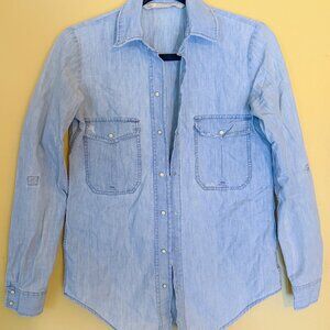 ZARA Denim Button-Down Shirt (XS) Chambray